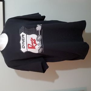 ROUTE 66 Black Short-Sleeve T-Shirt-Dbl Sided Print-EUC-Sz L